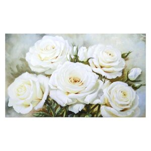 Картина на холсте "Букет белых роз" 60х100 см