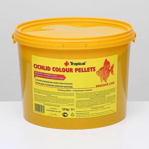 Корм Tropical Cichlid Colour Pellets для усиления окраски, плавающие гранулы, 11 л, 3,8 кг