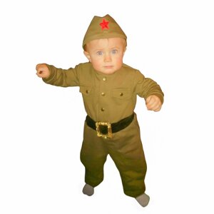 Костюм военного детский: комбинезон, пилотка, трикотаж, хлопок 100 %рост 80 см, 1-2 года