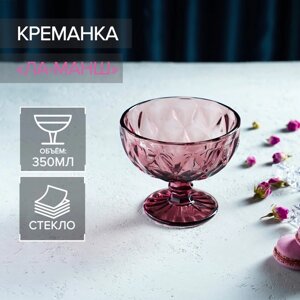 Креманка стеклянная Magistro «Ла-Манш», 350 мл, d=12 см, цвет розовый