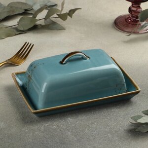 Маслёнка фарфоровая Magistro «Церера», 1812 см, цвет голубой