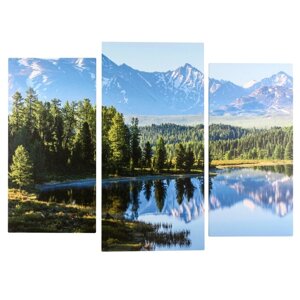Модульная картина "Пейзаж с озером и горами"2-25х50, 30х60 см) 60х80 см