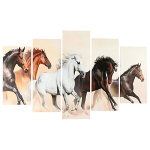 Модульная картина "Скачущие кони"2-25х50, 2-25х67, 25х80 см) 80х140 см