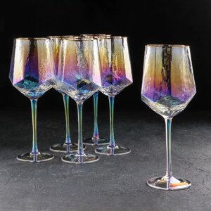Набор бокалов стеклянных для вина Magistro «Дарио», 500 мл, 7,325 см, 6 шт, цвет перламутровый