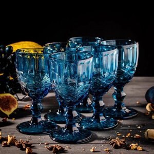 Набор бокалов стеклянных Magistro «Ла-Манш», 250 мл, 917 см, 6 шт, цвет синий