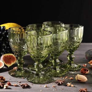 Набор бокалов стеклянных Magistro «Ла-Манш», 250 мл, 99х15,2 см, 6 шт, цвет зелёный