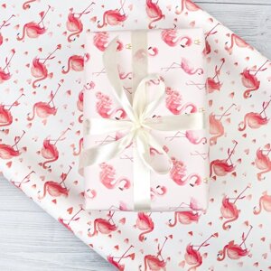 Набор глянцевой бумаги с печатью "Фламинго", 0,7 х 1 м, 3 листа