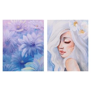 Набор из 2х картин на холсте "Девушка и цветы" 2 шт 40*50