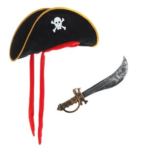 Набор пирата: шляпа текстиль, сабля