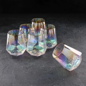 Набор стеклянных стаканов Magistro «Дарио», 450 мл, 1011,5 см, 6 шт, цвет перламутровый