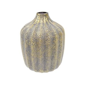 Настольная стеклянная ваза, 14х14х19 см, цвет серый с золотым напылением