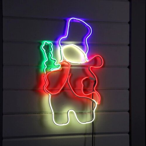 Неоновая фигура «Снеговик», 48 60 см, 448 LED, 220 В, свечение тёплое белое/синее/зелёное/красное
