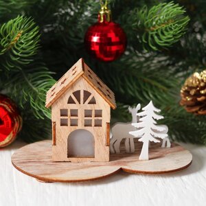 Новогодний декор с подсветкой «Праздничный домик» 7 11,5 8,7 см