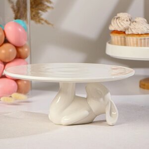 Подставка керамическая для торта Доляна «Кролл», 2510 см, цвет белый