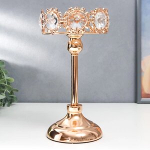 Подсвечник металл на 1 свечу "Кристаллы - Тиара" золото 25х12х12 см