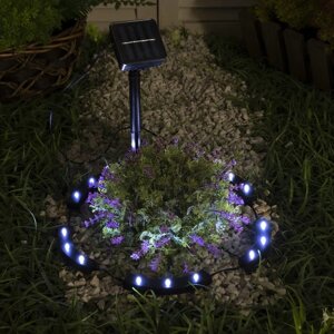 Садовый светильник на солнечной батарее «Обруч», 15 LED, свечение белое