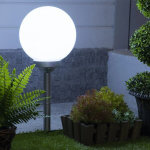 Садовый светильник на солнечной батарее «Шар 25 см», 74 см, 4 LED, свечение белое, УЦЕНКА