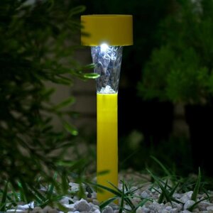 Садовый светильник на солнечной батарее «Жёлтая трапеция», 4.5 30 4.5 см, 1 LED, свечение белое