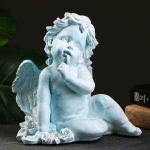 Статуэтка "Ангел сидит" голубой, 25х25х17см