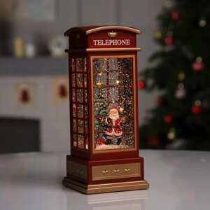 Светодиодная фигура «Дед Мороз в телефонной будке» 10.5 25 10.5 см, пластик, батарейки ААх3 (не в комплекте), USB,