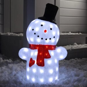 Светодиодная фигура «Снеговик в цилиндре» 25 60 25 см, акрил, 50 LED, 24 В, свечение белое