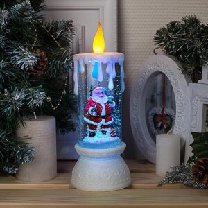 Светодиодная фигура «Свеча с Дедом Морозом» 10 26 10 см, пластик, блёстки, батарейки ААх3 (не в комплекте), свечение