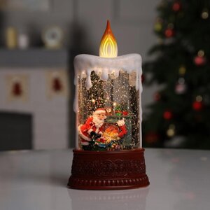 Светодиодная фигура «Свеча с Дедом Морозом» 12.3 24 8 см, пластик, батарейки ААх3 (не в комплекте), USB, свечение