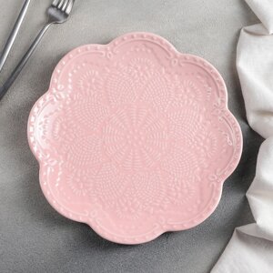 Тарелка фарфоровая Доляна «Сьюзен», d=27 см, цвет розовый