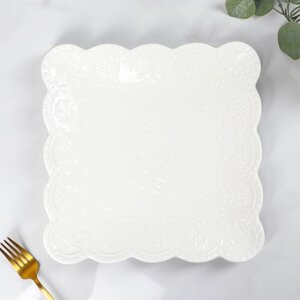 Тарелка фарфоровая квадратная Доляна «Сьюзен», 26,526,5 см, цвет белый
