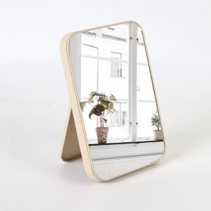 Зеркало на подставке, зеркальная поверхность 16 24 см, цвет бежевый