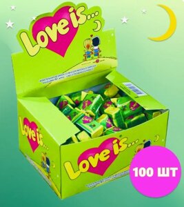 Блок жвачек Love is - Яблоко - Лимон (блок 100 шт.)