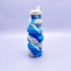 Бутылка складная силиконовая спортивная Silicon Bottle, 500 ml Синий камуфляж