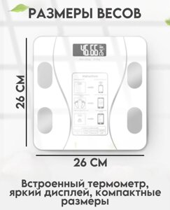 Умные напольные весы Bluetooth Smart Scale (12 показателей тела) / Весы с приложением до 180 кг. Черный