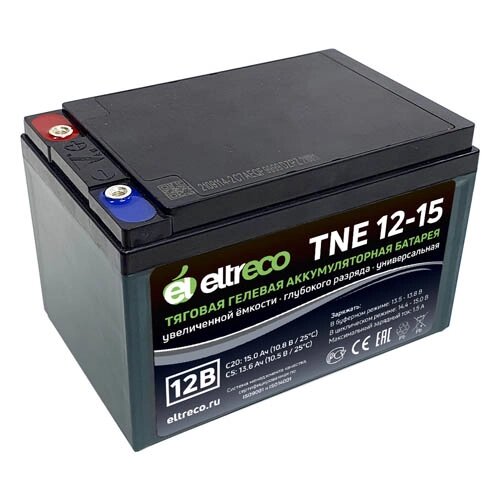 Тяговый аккумулятор Eltreco TNE12-15 (12V12A/H C3) болт от компании ООО "Энерджи Ритейл" - фото 1