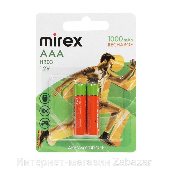 Аккумулятор Mirex, Ni-Mh, AAA, HR03-2BL, 1.2В, 1000 мАч, блистер, 2 шт. от компании Интернет-магазин Zabazar - фото 1