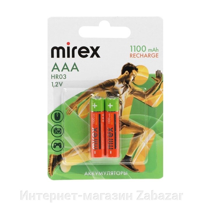 Аккумулятор Mirex, Ni-Mh, AAA, HR03-2BL, 1.2В, 1100 мАч, блистер, 2 шт. от компании Интернет-магазин Zabazar - фото 1