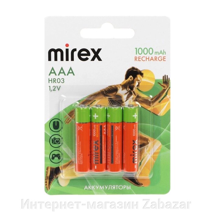 Аккумулятор Mirex, Ni-Mh, AAA, HR03-4BL, 1.2В, 1000 мАч, блистер, 4 шт. от компании Интернет-магазин Zabazar - фото 1