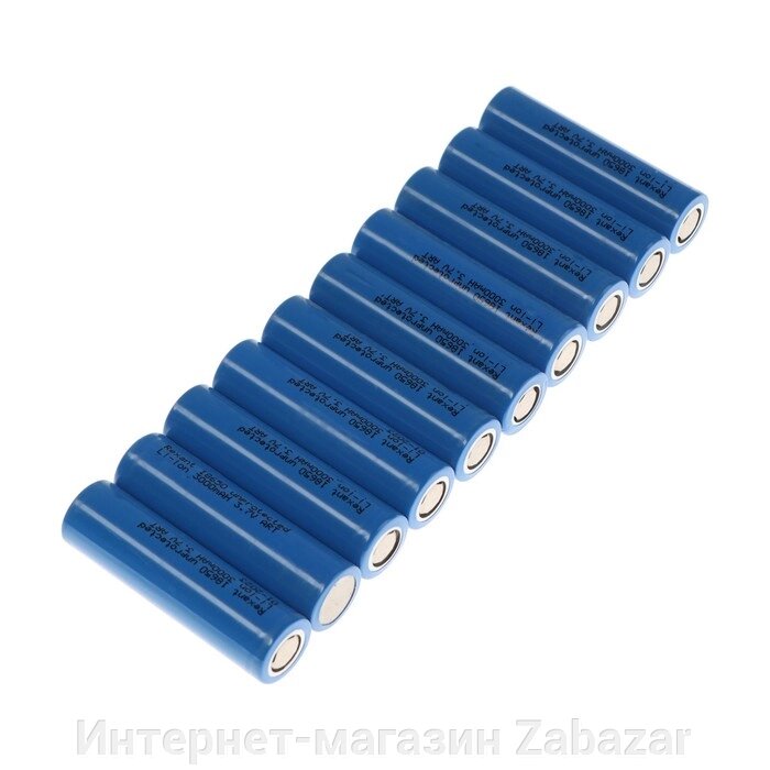Аккумулятор REXANT, 18650 unprotected, Li-ion, 3000 мАЧ, 3.7 В, 20А, 10 шт. от компании Интернет-магазин Zabazar - фото 1
