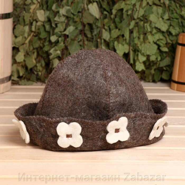 Банная шапка детская, коричневая, войлок от компании Интернет-магазин Zabazar - фото 1
