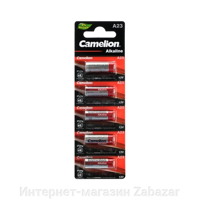 Батарейка алкалиновая Camelion Mercury Free, A23 (MN21, LR23A, LRV08)-5BL, 12В, блистер,5 шт. от компании Интернет-магазин Zabazar - фото 1