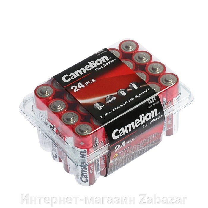 Батарейка алкалиновая Camelion Plus Alkaline, AA, LR6-24BOX (LR6-PB24), 1.5В, набор 24 шт. от компании Интернет-магазин Zabazar - фото 1