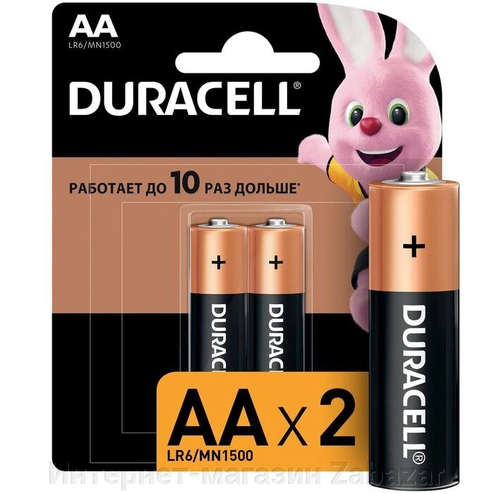 Батарейка алкалиновая Duracell Basic, AA, LR6-2BL, 1.5В, блистер, 2 шт. от компании Интернет-магазин Zabazar - фото 1