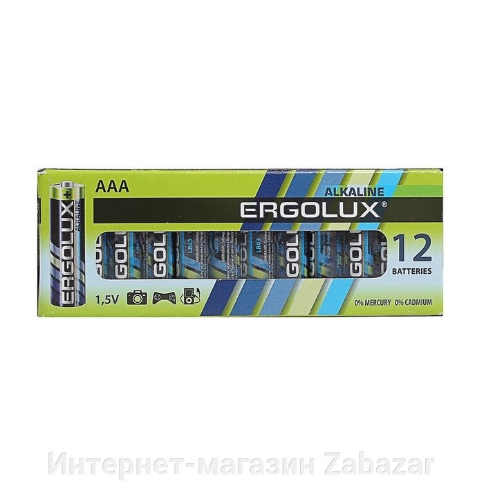 Батарейка алкалиновая Ergolux, AAA, LR03-12BOX (LR03 BP-12), 1.5В, набор 12 шт. от компании Интернет-магазин Zabazar - фото 1