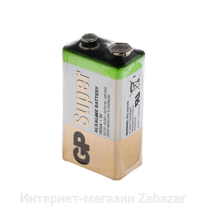 Батарейка алкалиновая GP Super, 6LR61 (6LF22, MN1604)-1S, 9В, крона, спайка, 1 шт от компании Интернет-магазин Zabazar - фото 1