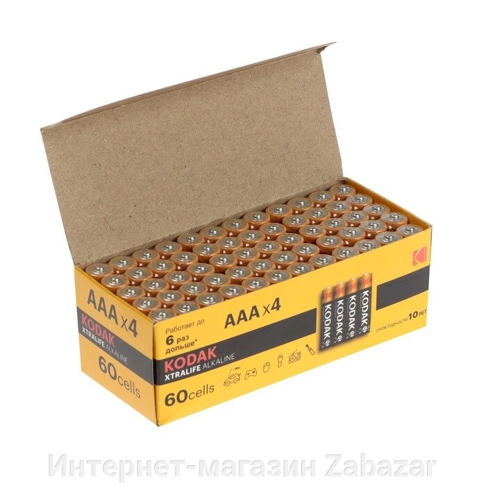Батарейка алкалиновая Kodak Xtralife, AAA, LR03-60BOX, 1.5В, бокс, 60 шт. от компании Интернет-магазин Zabazar - фото 1