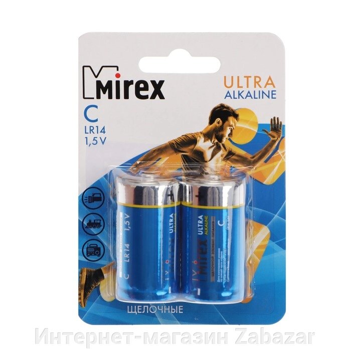 Батарейка алкалиновая Mirex, C, LR14-2BL, 1.5В, блистер, 2 шт. от компании Интернет-магазин Zabazar - фото 1