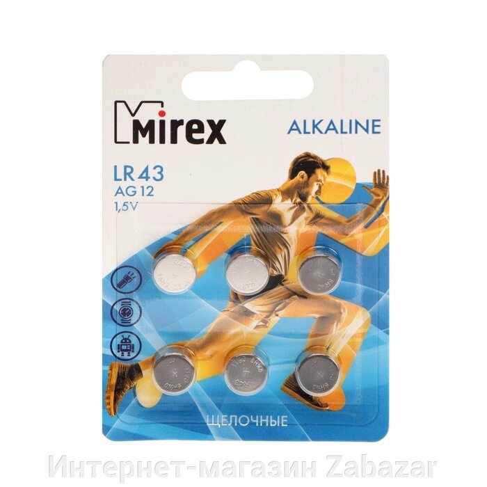 Батарейка алкалиновая Mirex, LR43, AG12, 1.5В, блистер, 6 шт от компании Интернет-магазин Zabazar - фото 1