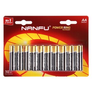 Батарейка алкалиновая Nanfu, AA, LR6-10BL, 1.5В, блистер, 10 шт.