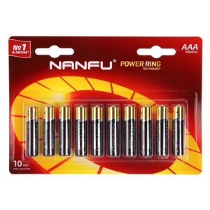 Батарейка алкалиновая Nanfu, AAA, LR03-10BL, 1.5В, блистер, 10 шт.