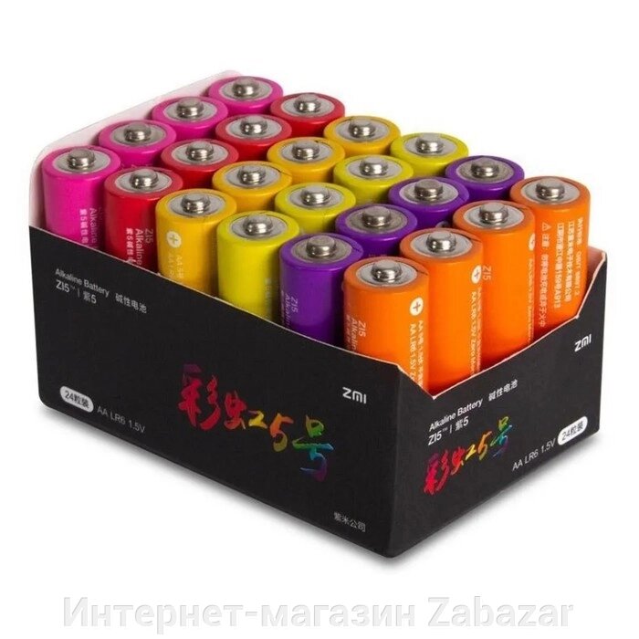 Батарейка алкалиновая Xiaomi ZMI Rainbow Zi5, AA, LR6-24BOX, 1.5 В, 24 шт. от компании Интернет-магазин Zabazar - фото 1
